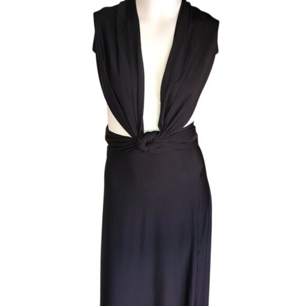 Lioness Long Black 2-In-1 Skirt/Dress W/ Adjustable Fabric Tie & Split Hem